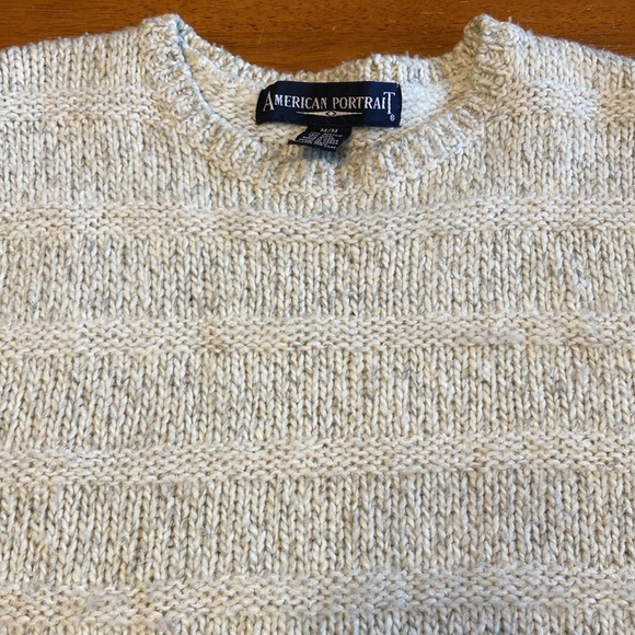 Vintage American Portrait Womens Size M Wool Blend Striped Knit Beige Sweater - Picture 6 of 9